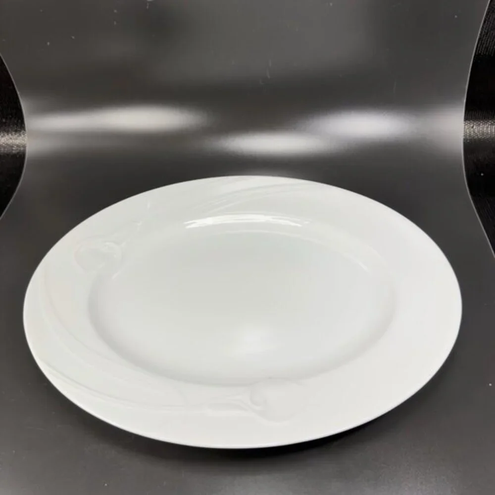 Gustavsberg Classic Flair White Porcelain Oval Dishes Plates‎ Embossed Set 2